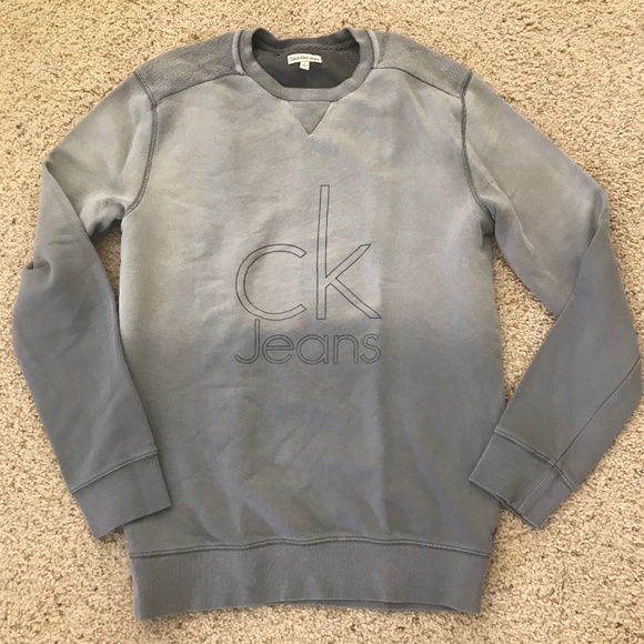 Calvin Klein LIGHT INDIGO WASH LOGO SWEATSHIRT Size S - Picture 2 of 16